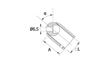 esquema medidas soporte terminal tubo transversal cuadrado barandilla inox